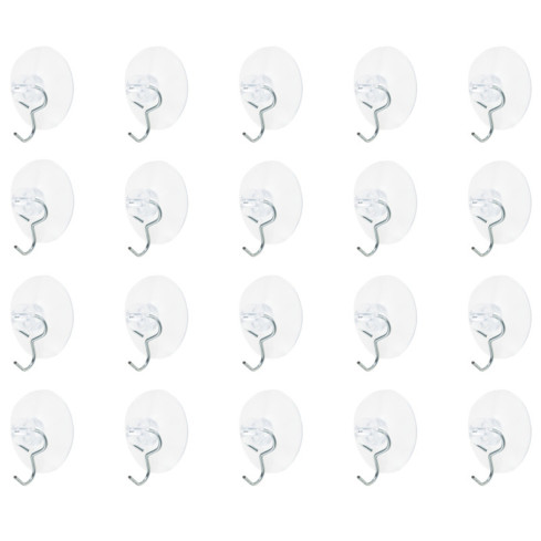 TG73980 WIESZAKI HACZYKI ŚCIENNE NA PRZYSSAWKI TRANSPARENTNE ZESTAW 20szt