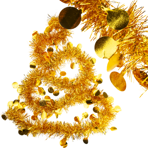 TG76142-2 ŁAŃCUCH CHOINKOWY SZNUR GIRLANDA ŚWIĄTECZNA ZŁOTY Z OZDOBAMI