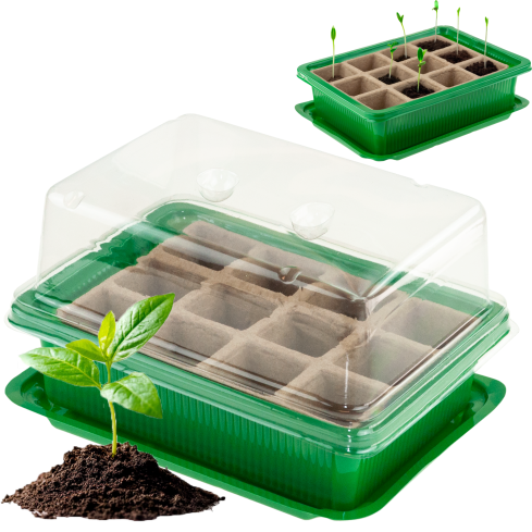 TG77612 MINISZKLARENKA DO KIEŁKOWANIA 12 KOMÓR WIELODONICZKA + doniczka torfowa