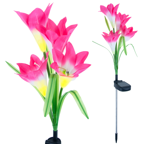 TG77663 LAMPA SOLARNA KWIATY LILIE DO OGRODU BALKON WBIJANE LILIA CZUJNIK ZMIERZCHU