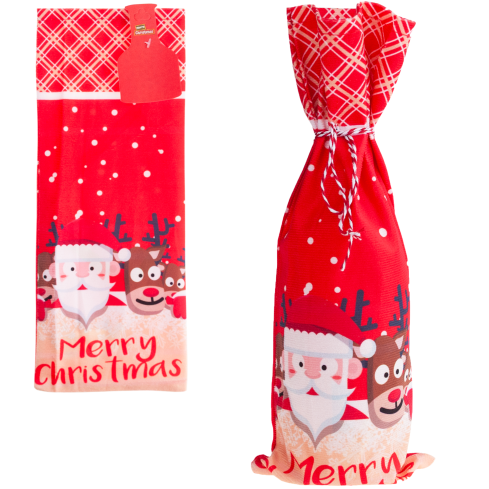 TG78760 POKROWIEC NA BUTELKĘ WORECZEK OPAKOWANIE ETUI ŚWIĄTECZNE MIKOŁAJKI