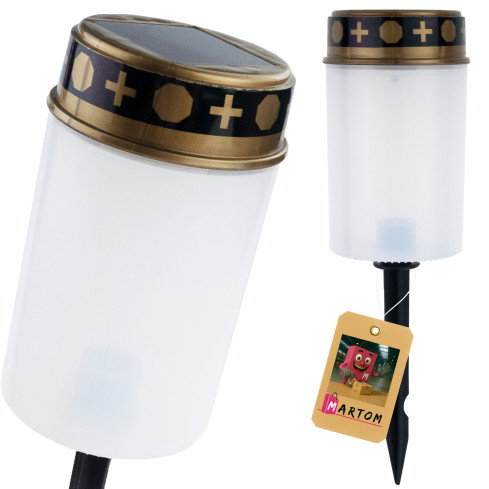 TG80339-1 ZNICZ SOLARNY LED LAMPION NA GRÓB STATUETKA NA CMENTARZ CIEPŁE ŚWIATŁO