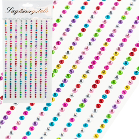 Kryształki samoprzylepne, naklejki diamenciki, mix wzorów, mix kolorów, zestaw kreatywny 315szt.