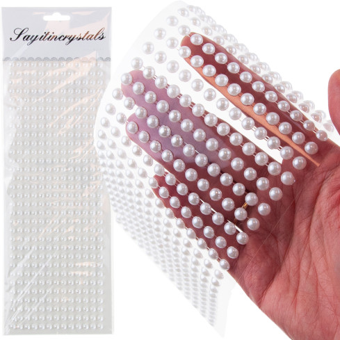 Perełki samoprzylepne, naklejki kryształki, perłowe, na blistrze, 6mm, zestaw 400szt.