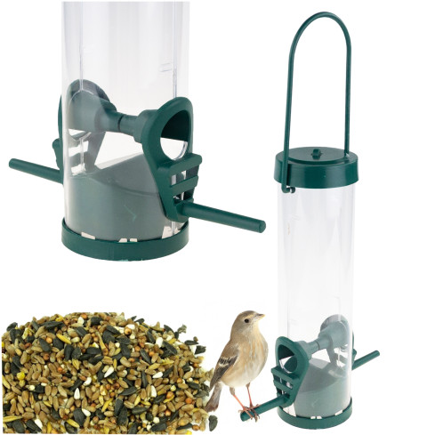 TG80440 KARMNIK DLA PTAKÓW PRZEZROCZYSTY Z PODNÓŻKIEM na karmę Z DASZKIEM ZIARNA