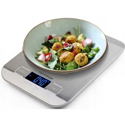 EKS001 WAGA KUCHENNA ELEKTRONICZNA P艁ASKA LCD SREBRNA ESPERANZA