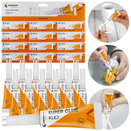 0037 KLEJ SZYBKOSCHNĄCY MOCNY UNIWERSALNY MONTAŻOWY CYJANOAKRYLOWY BLISTER 12X3G