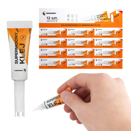 0037 KLEJ SZYBKOSCHNĄCY MOCNY UNIWERSALNY MONTAŻOWY CYJANOAKRYLOWY BLISTER 12X3G