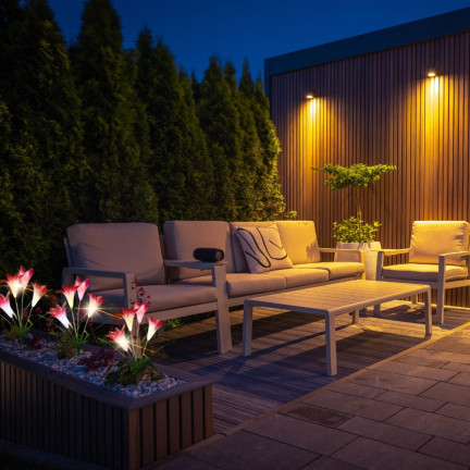 TG77663 LAMPA SOLARNA KWIATY LILIE DO OGRODU BALKON WBIJANE LILIA CZUJNIK ZMIERZCHU