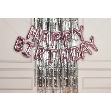 TG66229-1 KURTYNA FOLIOWA SREBRNA DEKORACYJNA URODZINY ŚLUB