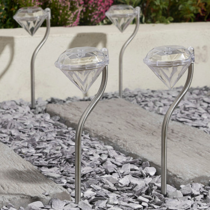 TG47860 LAMPA SOLARNA DIAMENTOWE  OGRODOWE DEKORACYJNE DIAMENTY ZESTAW 4SZT WBIJANE