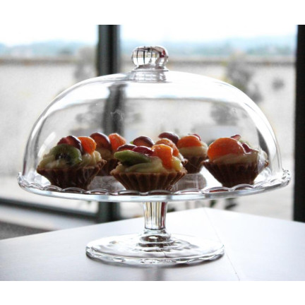 DIO8041 PATERA ZE SZKLANĄ POKRYWĄ 29 cm x 25 cm NA CIASTO TORT STOJAK KLOSZ