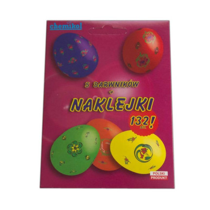 CHEM0083 NAKLEJANKI + 5 BARWNIKÓW DO JAJEK PISANEK