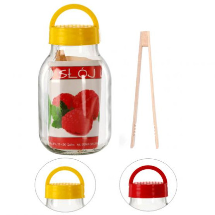 CHOM300/A SŁOIK SŁÓJ 3L DO KISZENIA OGÓRKÓW KAPUSTY KISZONKI Z WIECZKIEM I SZCZYPCAMI