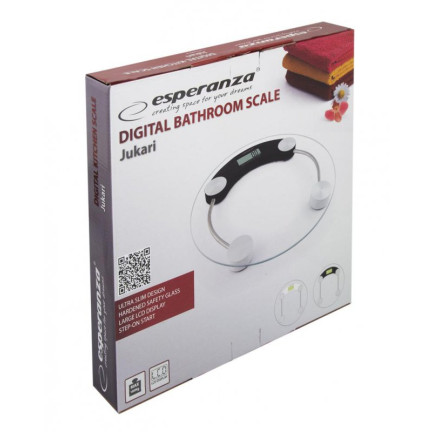 ES164C JUKARI CYFROWA WAGA ŁAZIENKOWA SZKLANA CZARNA