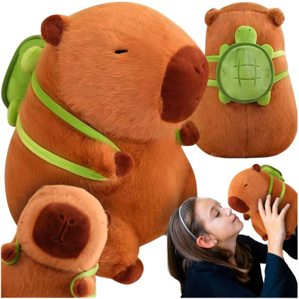 TG81322 DUŻA MASKOTKA KAPIBARA PLUSZAK ZABAWKA PLUSZOWA Z PLECAKIEM ŻÓŁWIK BORSUK BÓBR