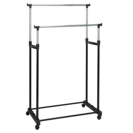 DO30 WIESZAK PODWÓJNY PODŁOGOWY STOJĄCY NA KÓŁKACH na UBRANIA SZAFA GARDEROBA