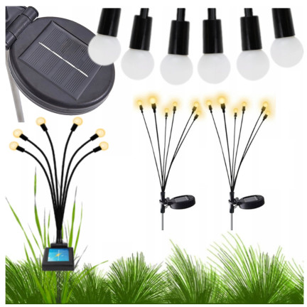 TG71287 LAMPA SOLAR KULECZKI LAMPKI SOLARNE 10 led 2szt OGRODOWA WBIJANA  kiwaczki
