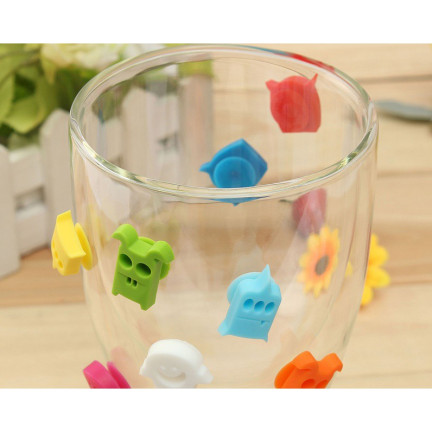 Znaczniki do kieliszków szklanek, mix wzorów, mix kolorów, z duszkami, Halloween, zestaw 12szt.