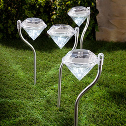 TG47860 LAMPA SOLARNA DIAMENTOWE  OGRODOWE DEKORACYJNE DIAMENTY ZESTAW 4SZT WBIJANE