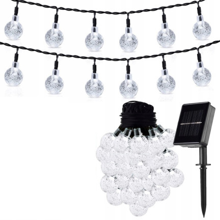 Girlanda solarna, lampki solarne, zimne białe, łańcuch 20led, 5m