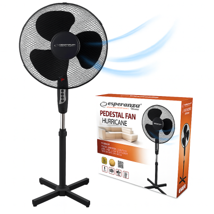 EHF001KK WENTYLATOR WIATRAK CYLKULATOR PODŁOGOWY MOCNY 50W STOJĄCY CZARNY WYDAJNY