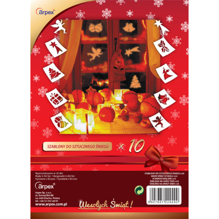 Szablony do sztucznego śniegu, świąteczne wzory, 10szt.