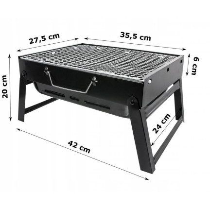 TG71421 GRILL ogrodowy PRZENOŚNY WĘGLOWY SKŁADANY WALIZKA TURYSTYCZNY NA KEMPING