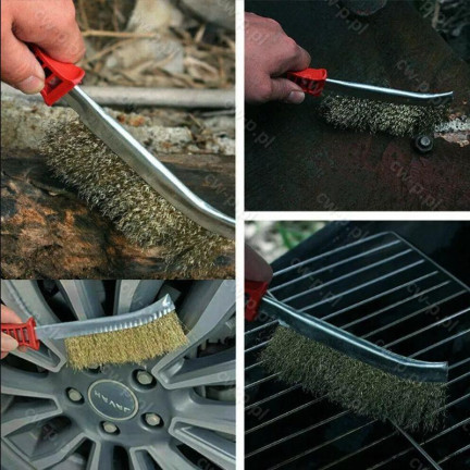 TG64418 SZCZOTKA DRUCIANA MOSIĘŻNA DO CZYSZCZENIA FELG RĘCZNA Z UCHWYTEM MOCNA