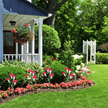 TG77663 LAMPA SOLARNA KWIATY LILIE DO OGRODU BALKON WBIJANE LILIA CZUJNIK ZMIERZCHU