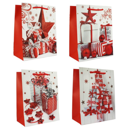 BAG8607 TOREBKA OKAZYJNA BOZONARODZENIOWA BIAŁO-CZERW 44X31X12