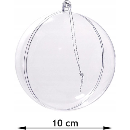 35232-BN BOMBKA  AKRYLOWA 10cm KULA PEŁNA SKŁADANA KULE BOMBKI PLASTIK PRZEŹROCZYSTE