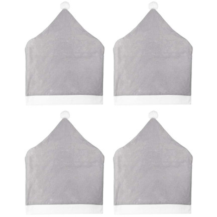 Pokrowiec na krzesło, czapka Mikołaja, ozdoba oparcia krzesła, szary, 60x50cm