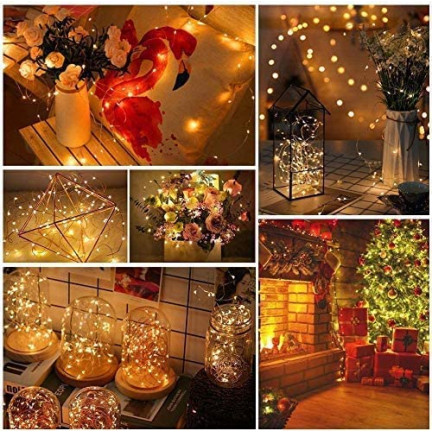 TG66263-2 LAMPKI CHOINKOWE NA  DRUCIKU 80 LED ŚWIATEŁKA MIKRO GIRLANDA CIEPŁY BIAŁY AA