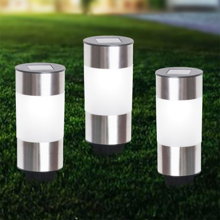 TG71391 LAMPA OGRODOWA 3SZT./KPL LED SOLARNA INOX GRUNTOWA WBIJANA SŁUPEK SOLAR
