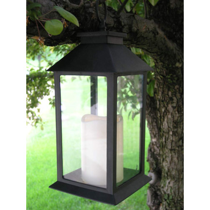 TG45628 LAMPKA LATARNIA LED CZARNA DO DOMU OGRODU BATERIE OŚWIETLENIE BALKON TARAS