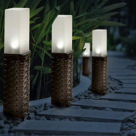 TG66774 LAMPA SOLARNA OGRODOWA RATTANOWA LAMPKI LED 4SZT SŁUPEK WBIJANE PANEL SOLAR