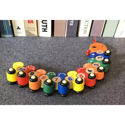 TG67019 POCIĄG DREWNIANY GĄSIENICA EDUKACYJNA UKŁADANKA NAUKA CYFRY