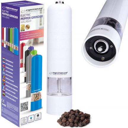 ES3B  MŁYNEK DO PIEPRZU SOLI PRZYPRAW ELEKTRYCZNY ROZDRABNIACZ LED REGULACJA