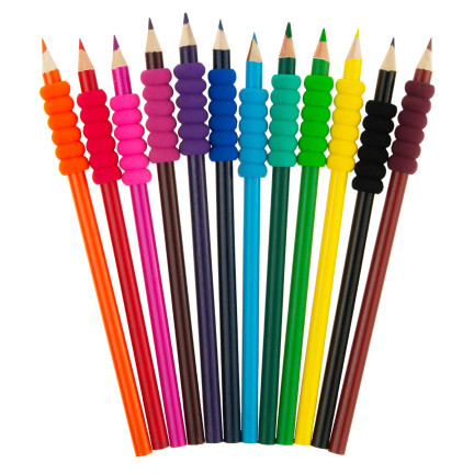 701801 KREDKI OŁÓWKOWE Z UCHWYTEM PIANKOWYM ZESTAW 12SZT