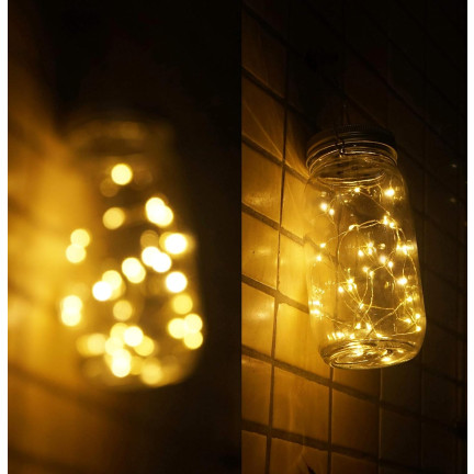 TG77618 LAMPA OGRODOWA LED SOLARNA WISZĄCA LATARENKA SŁOIK SZKLANY DRUCIK 10LED