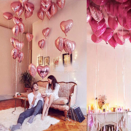 TG66235-3 BALON FOLIOWY SERCE RÓŻOWE SERDUSZKO NA HEL