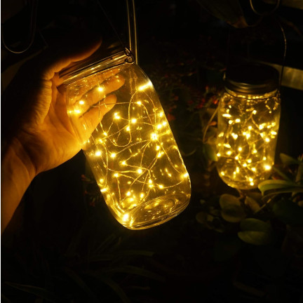 TG77618 LAMPA OGRODOWA LED SOLARNA WISZĄCA LATARENKA SŁOIK SZKLANY DRUCIK 10LED