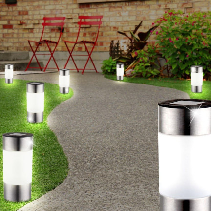 TG71391 LAMPA OGRODOWA 3SZT./KPL LED SOLARNA INOX GRUNTOWA WBIJANA SŁUPEK SOLAR