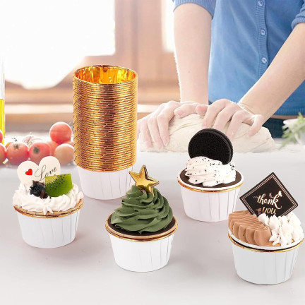TG80292-5 PAPILOTKI DO MUFFINEK ZŁOTE KUBECZKI FOREMKI NA BABECZKI ZŁOTY 50szt