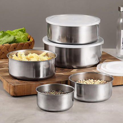 TG56317 zestaw POJEMNIKÓW NA JEDZENIE STALOWE MENAŻKI 5SZT