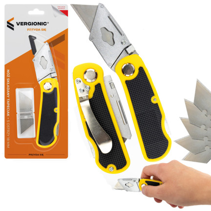 7398 TAPECIAK NÓŻ SKŁADANY TAPICERSKI + 5 OSTRZY 18 mm MEGA OSTRY