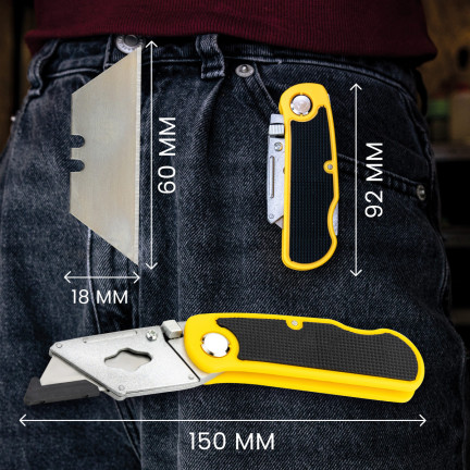 7398 TAPECIAK NÓŻ SKŁADANY TAPICERSKI + 5 OSTRZY 18 mm MEGA OSTRY