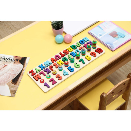 TG67011 DREWNIANA UKŁADANKA SORTER MONTESSORI ALFABET CYFRY NAUKA