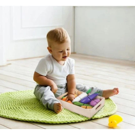 TG55486 WARZYWA DREWNIANE W SKRZYNCE DO KROJENIA CIĘCIA NA RZEPY ZESTAW Z NOŻYKIEM